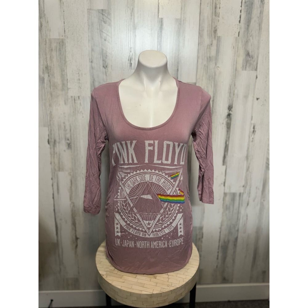 VIP Mama Pink Floyd Graphic Long Sleeve Tunic Top Medium | Ruched Sides